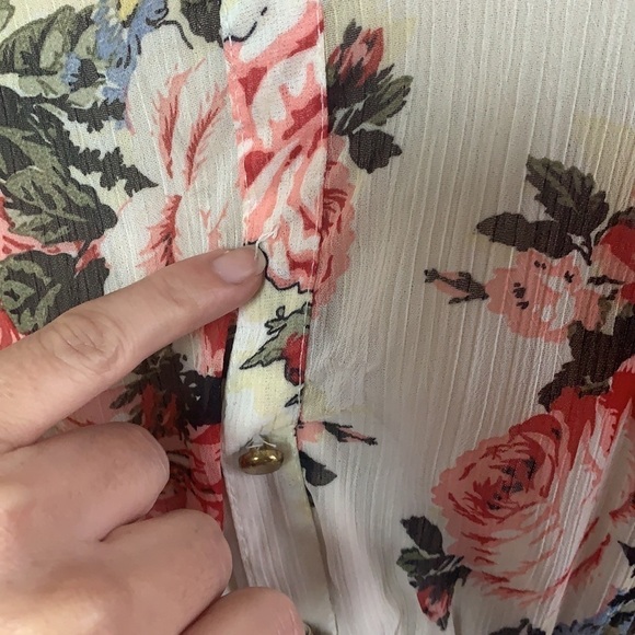 Xhilaration White/Pink Floral Tunic Button Front Collared Mini Dress Size M - Picture 15 of 15